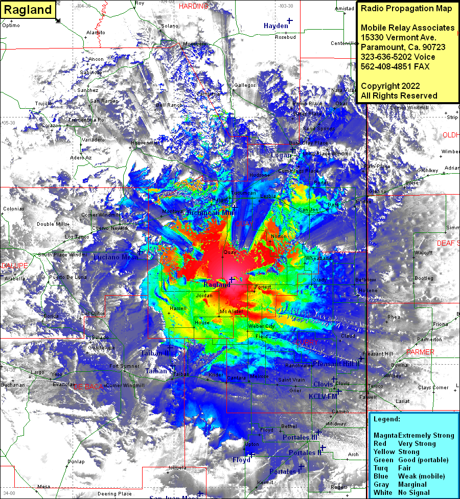 heat map radio coverage Ragland